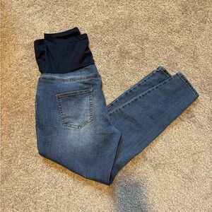 Time and Tru Indigo Blue Maternity Jeggings with Navy Knit Waistband